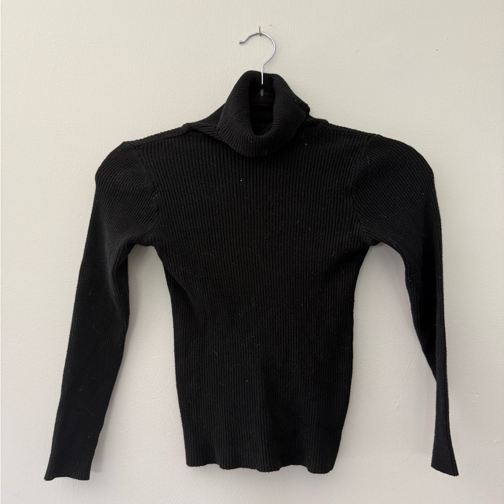 SHEIN Black Ribbed Turtleneck Sweater